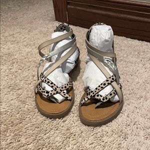 Women's Sandals with Polka Dot and Silver Straps